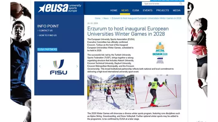   Avrupa Üniversiteler Kış Oyunları (EUSA), 2028 yılında Erzurum'da düzenlenecek