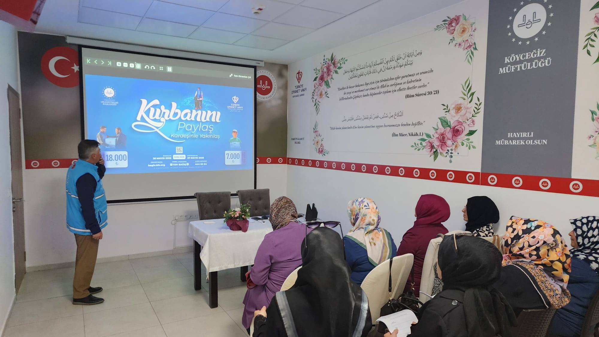 KÖYCEĞİZ’DE DİYANET VAKFI'NIN VEKALETLE KURBAN KESİMİ HAKKINDA KUR’AN KURSU ÖĞRETİCİLERİNE SUNUM YAPILDI