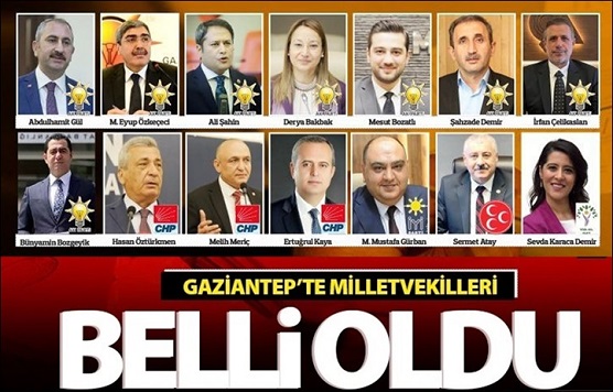 GAZİANTEP’İN PARTİLERE GÖRE MİLLETVEKİLİ SAYILARI