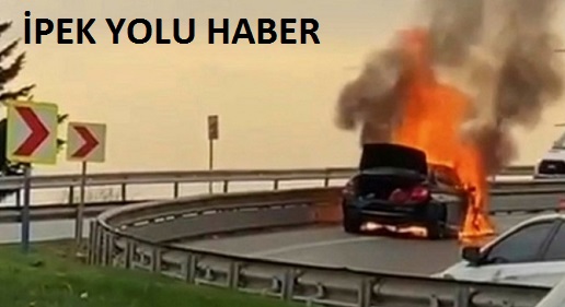 KARTAL KÖPRÜSÜNDE SEYİR HALİNDEKİ ARAÇ ALEV TOPUNA DÖNDÜ