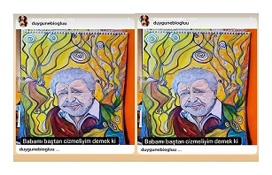 Duygu Nebioğlu babası Metin Akpınar’ın resmini çizdi