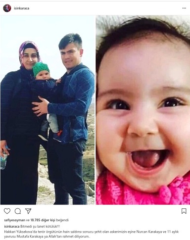 Teröristlerin Haince Şehit Ettiği Astsubayın Eşi ve 11 Aylık Bebeği, Ünlü İsimleri Yasa Boğdu