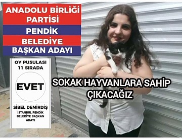 PENDİK İLÇE BELEDİYE BAŞKAN ADAYI SİBEL DEMİRDİŞ SOKAK HAYVANLARA SAHİP ÇIKACAĞIM.