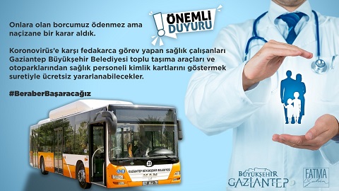BAŞKAN ŞAHİN’DEN SAĞLIK PERSONELLERİNE ÜCRETSİZ OTOPARK VE TOPLU ULAŞIM HİZMETİ!