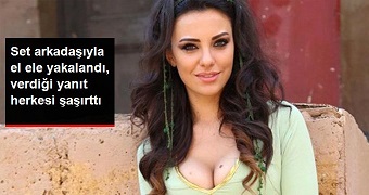 Güzel oyuncu Tüvana Türkay, önceki akşam Cihangir’de set arkadaşıyla el ele görüntülendi