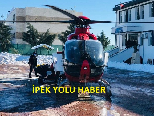 Ambulans helikopter doğum sancısı tutan hamile kadın için havalandı