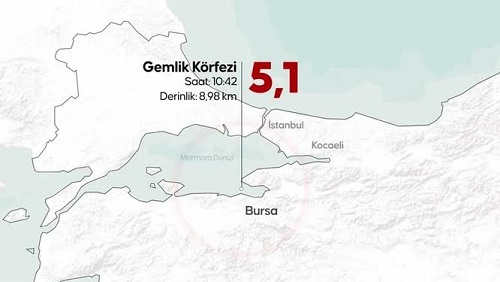 Merkezi Gemlik olan 5.1 büyüklüğünde     deprem korkuttu!