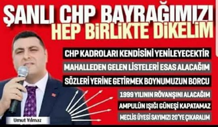 CHP ŞEHİTKAMİL İLÇE BAŞKANLIĞINA UMUT YILMAZ ADAY OLDU