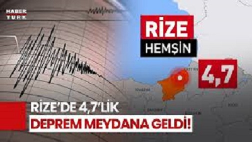 Rize’de 4,7 büyüklüğünde deprem meydana geldi