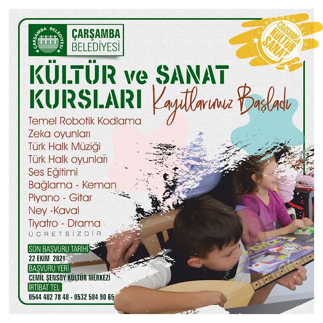 ÇARŞAMBA BELEDİYESİ KÜLTÜR SANAT KURSLARI BAŞLIYOR